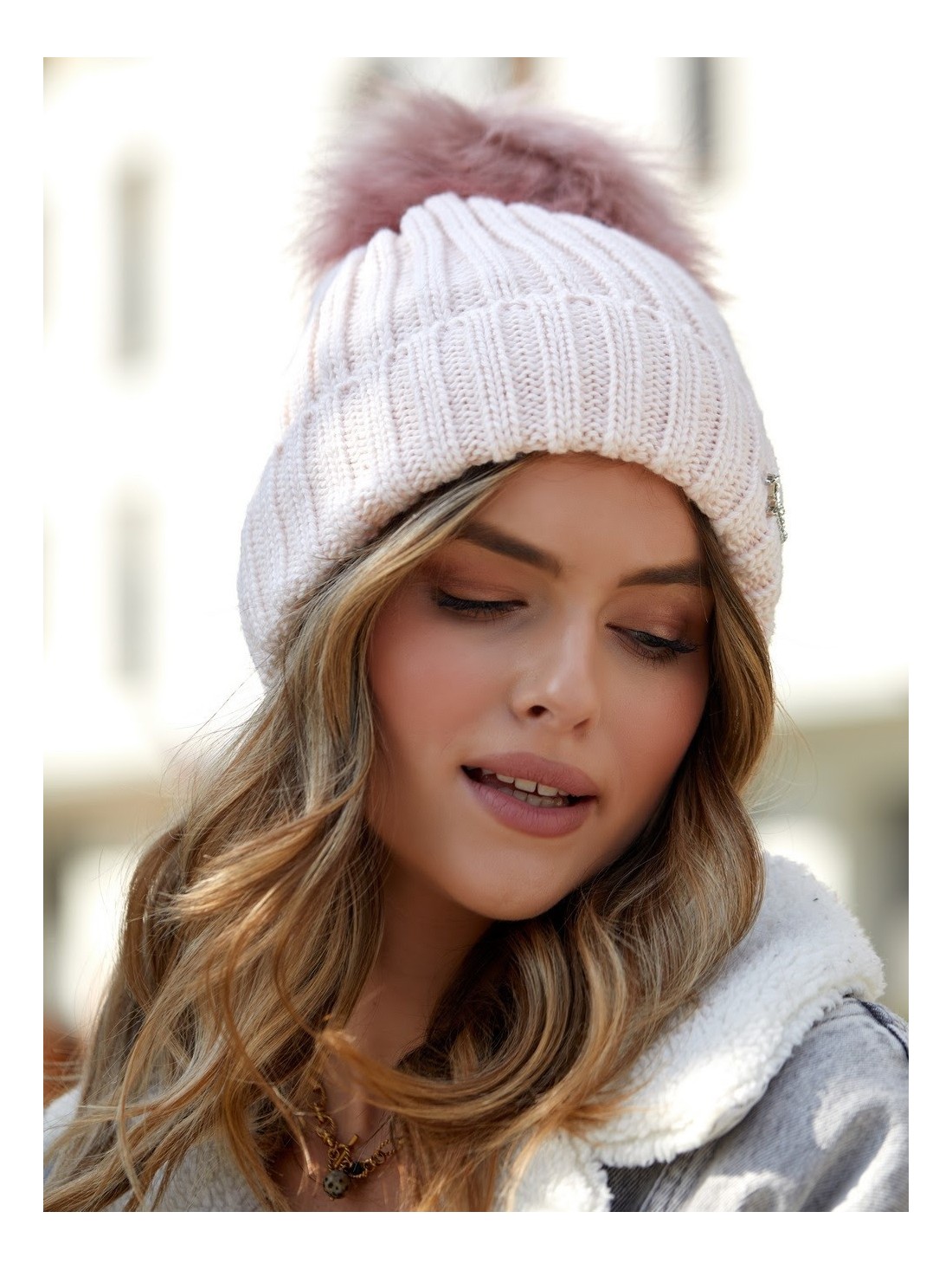 Light pink winter hat C1 - Online store - Boutique